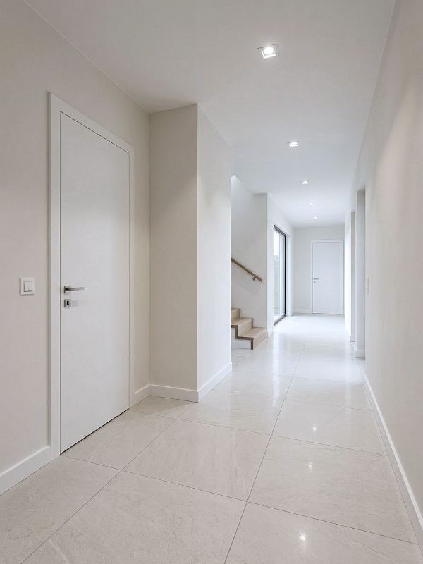 Moderner heller Fliesenboden im Flur mit Treppe nach Renovierung in Ingolstadt von Renovierung & Sanierung ALBAN